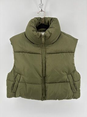 Aeropostale Green Marshmallow Puffer Vest Sherpa Lined